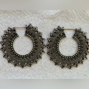 Black Patina Afghani Hoops
